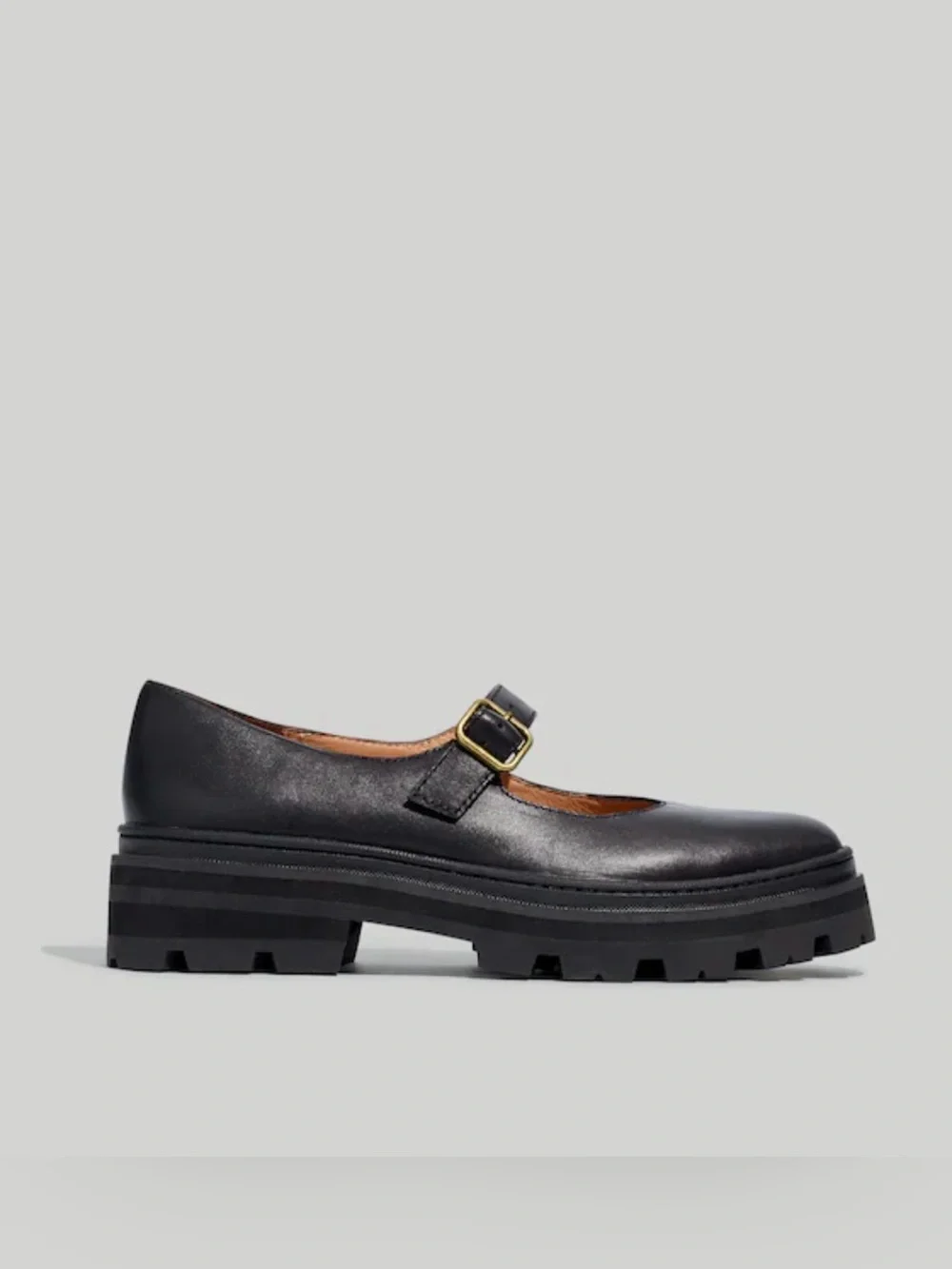 Madewell Black Leather Mary Jane Platform Loafers